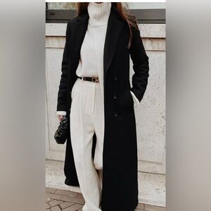 Black button long coat